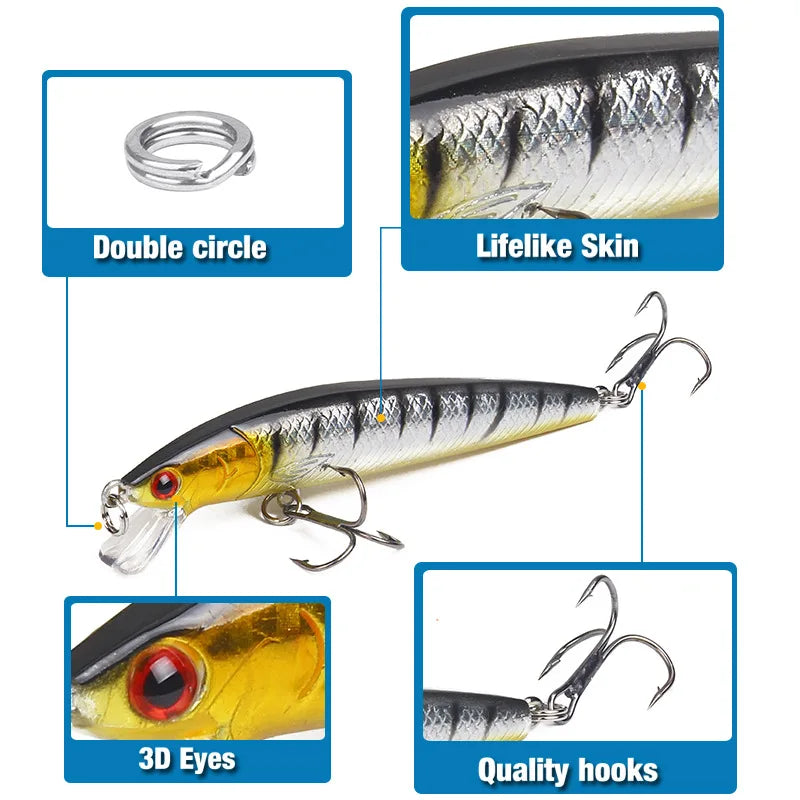 1Pcs Japanese Minnow Fishing Lures Floating Hard Bait95Mm 7G Artificial Bait Wobbler Crankbait Carp Perch Pesca Fishing Tackle