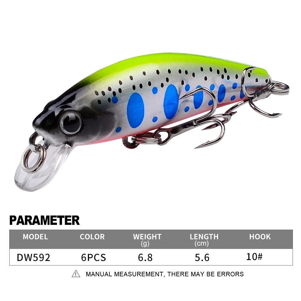 Mini Sinking Minnow Wobblers Fishing Lures 5.6Cm 6.8G Trout Artificial Plastic Hard Bait Jerkbait Crankbait Bass Fishing Tackle