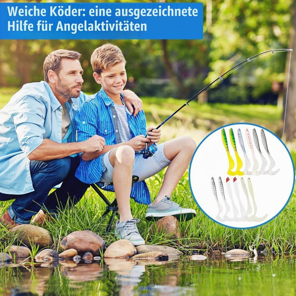 Gummifische Für Hecht Und Zander, 12 Stück Kunstköder Mit Twisterschwanz, Hechtköder Angeln Raubfischköder, Gummifische Für Hecht, Zanderköder Hechtköder, Weicher Köder Meer