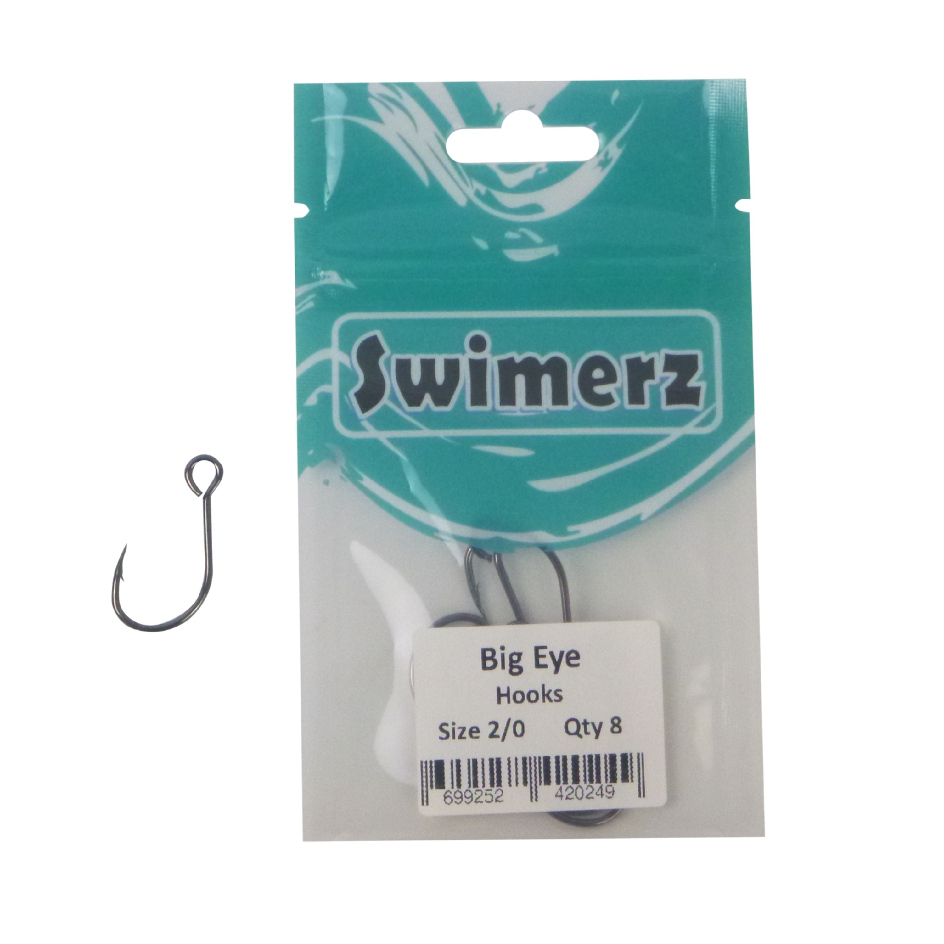 Swimerz Big Eye Inline Lure Hooks, Size 2/0, 8 Pack-1