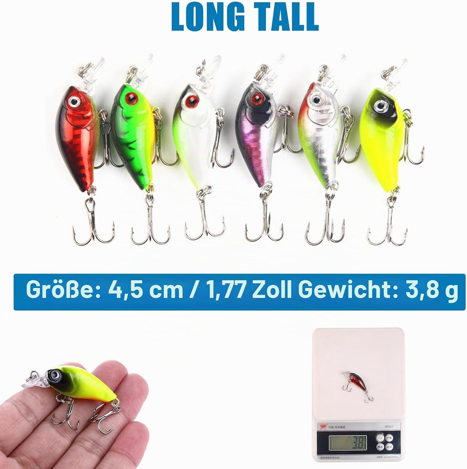 Wobbler Kunstköder Set, Angelköder Kunstköder, 5,7G I 7Cm Fishing Lures, Hecht Angelköder, Soft Vivid Angeln Köder, Mit Drillingshaken Für Forelle, Barsch, Hecht, Lachs, Angeln Geschen