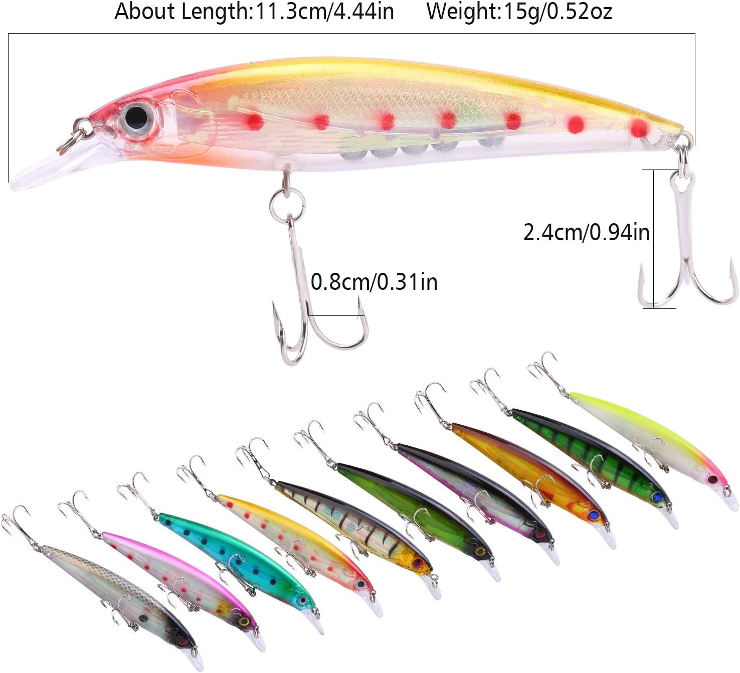 Sougayilang Minnow Fishing Lures Crankbaits Set Fishing Hard Baits Swimbaits Boat Topwater Lures for Trout Bass Perch Fishing