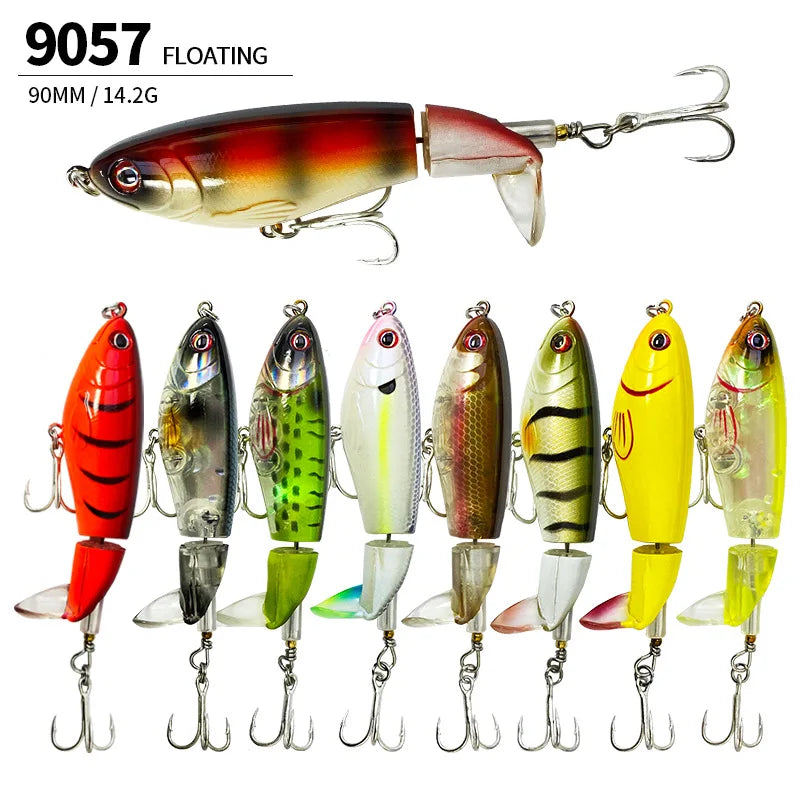 90Mm 14G Rotating Tail Fishing Lures Flexible Whopper Plopper Artificial Bait Swimbait Topwater Bass & Redfish Fishing Supplies