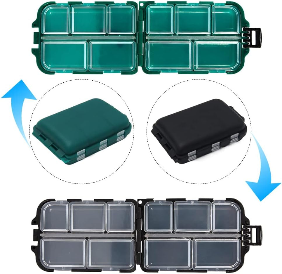 4 Stück Klein Angelbox Köderbox Angeln Tackle Box, 10 Fächer Angelköder Box | Doppelschicht, Wasserdicht Fishing Tackle Box Haken Köder Aufbewahrungsbox Köderbehälter Boxen, Tragbar, Für Angelzubehör
