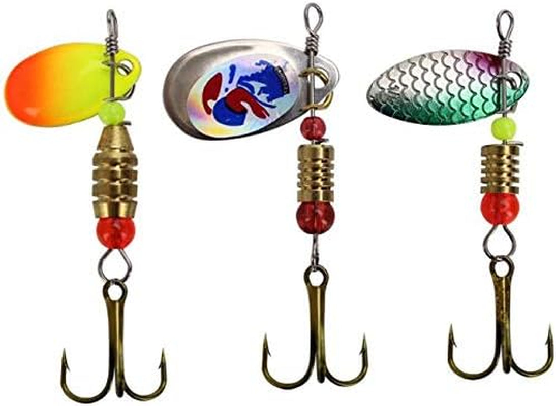 Fishing Lures, Spinner Baits with Plastic Box for Bass Perch Pike Walleye Trout Salmon, Assorted Hard Metal Spinner Lures Kit, Fit Saltwater and Freshwater