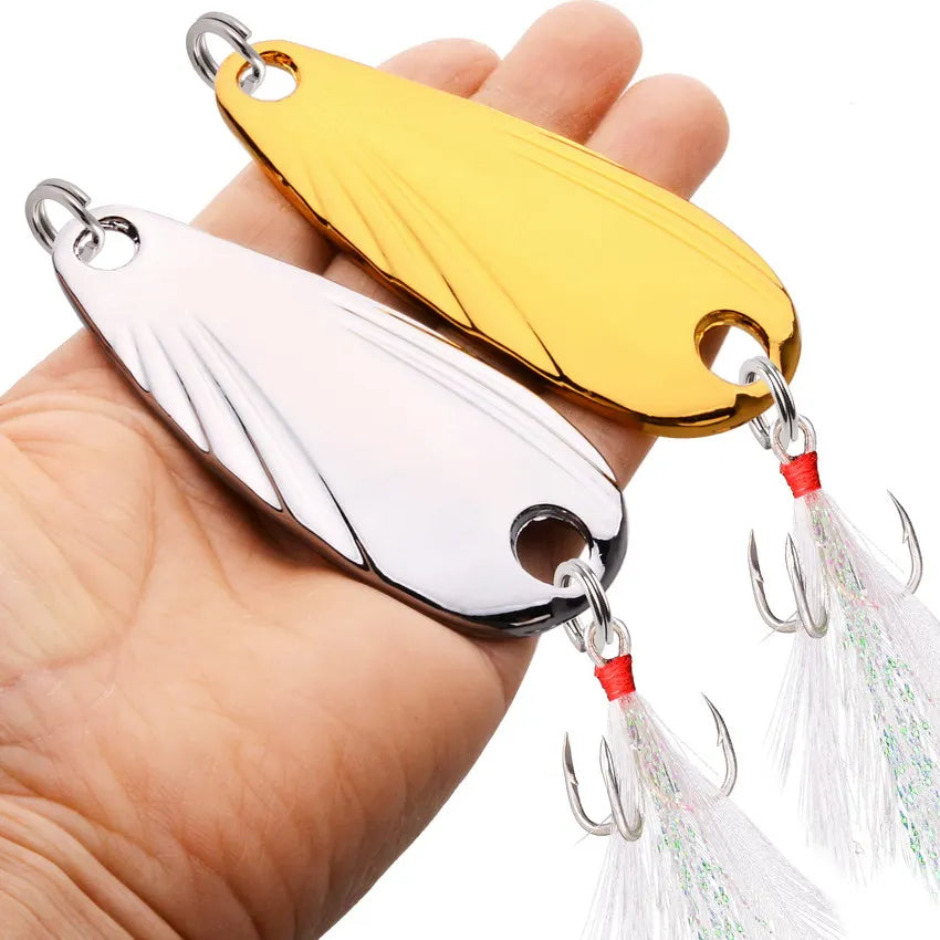 1Pcs Metal 5G-40G Fishing Lures Wobbler Spinner Bait Spoon Artificial Bass Hard Sequin Paillette Metal Steel Hook Lures