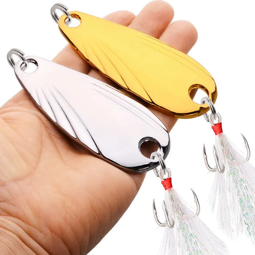 1Pcs Metal 5G-40G Fishing Lures Wobbler Spinner Bait Spoon Artificial Bass Hard Sequin Paillette Metal Steel Hook Lures