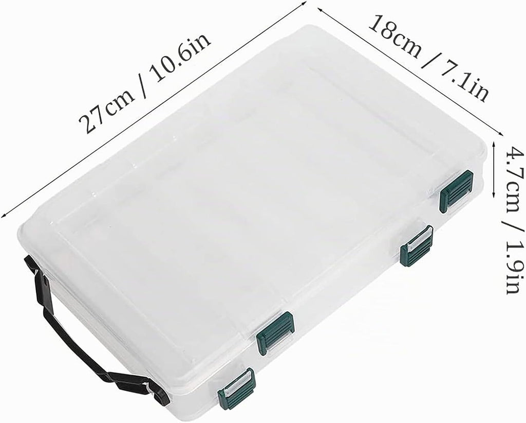 Doppelseitige Angelbox, Kunststoff Angelzubehör Köderbox, Aufbewahrungsbox Für Angelzubehör Mit Fächern, Wasserdicht Tragbare Angel Zubehör Box Für Angelbegeisterten (27L X 18B X 4,7H Cm, Weiß)