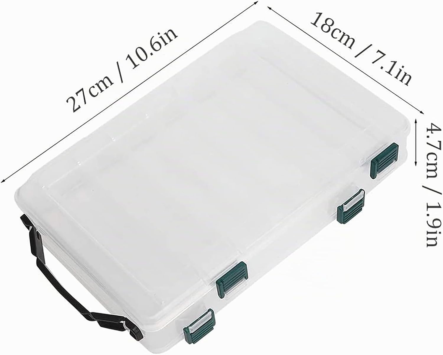 Doppelseitige Angelbox, Kunststoff Angelzubehör Köderbox, Aufbewahrungsbox Für Angelzubehör Mit Fächern, Wasserdicht Tragbare Angel Zubehör Box Für Angelbegeisterten (27L X 18B X 4,7H Cm, Weiß)