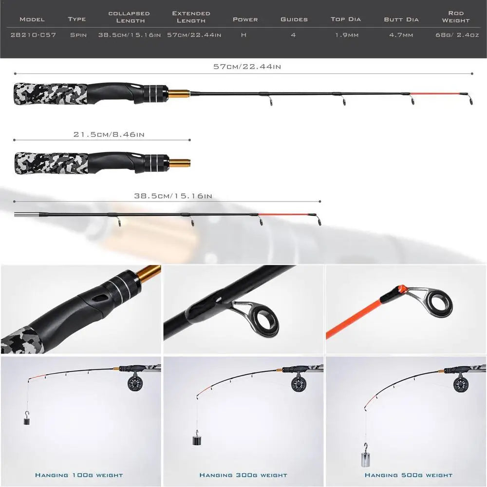 Ice Fishing Rod Winter Fishing Rod Fishing Pole Kit with Solid Rod Tip Design Compact Tackles for Underwater Fishing Use