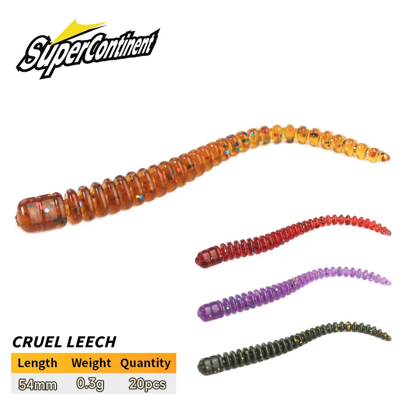 Cruel Leech Soft Baits 54Mm/20Pcs Artificial Fishing Lures Sea Worms Earthworm Fishing Soft Lures Wobblers