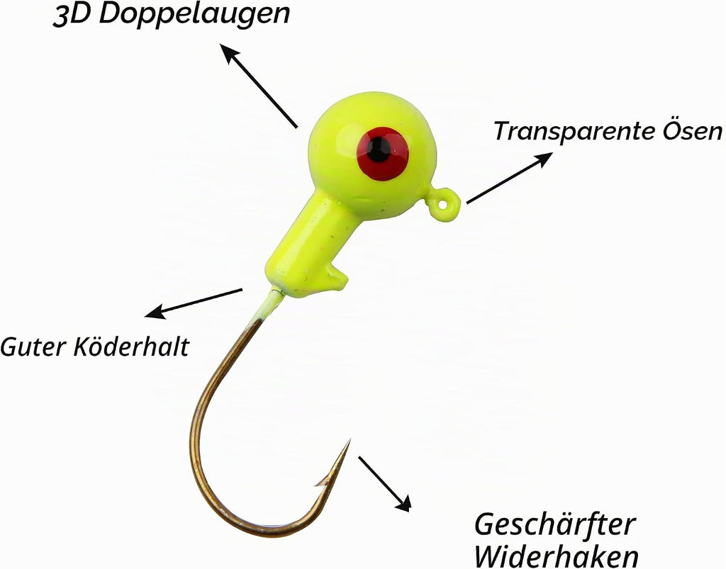 Shaddock Angelhaken Set Jigköpfe Für Gummifische Zum Raubfishangeln Angeln Jighaken Mit Kunststoff-Angelbox, Für Gummiköder Lure Süßwasser-Salzwasser-Angeln (35Stk/Box Jighaken Set)