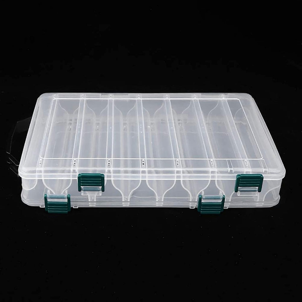 Doppelseitige Angelbox, Kunststoff Angelzubehör Köderbox, Aufbewahrungsbox Für Angelzubehör Mit Fächern, Wasserdicht Tragbare Angel Zubehör Box Für Angelbegeisterten (27L X 18B X 4,7H Cm, Weiß)