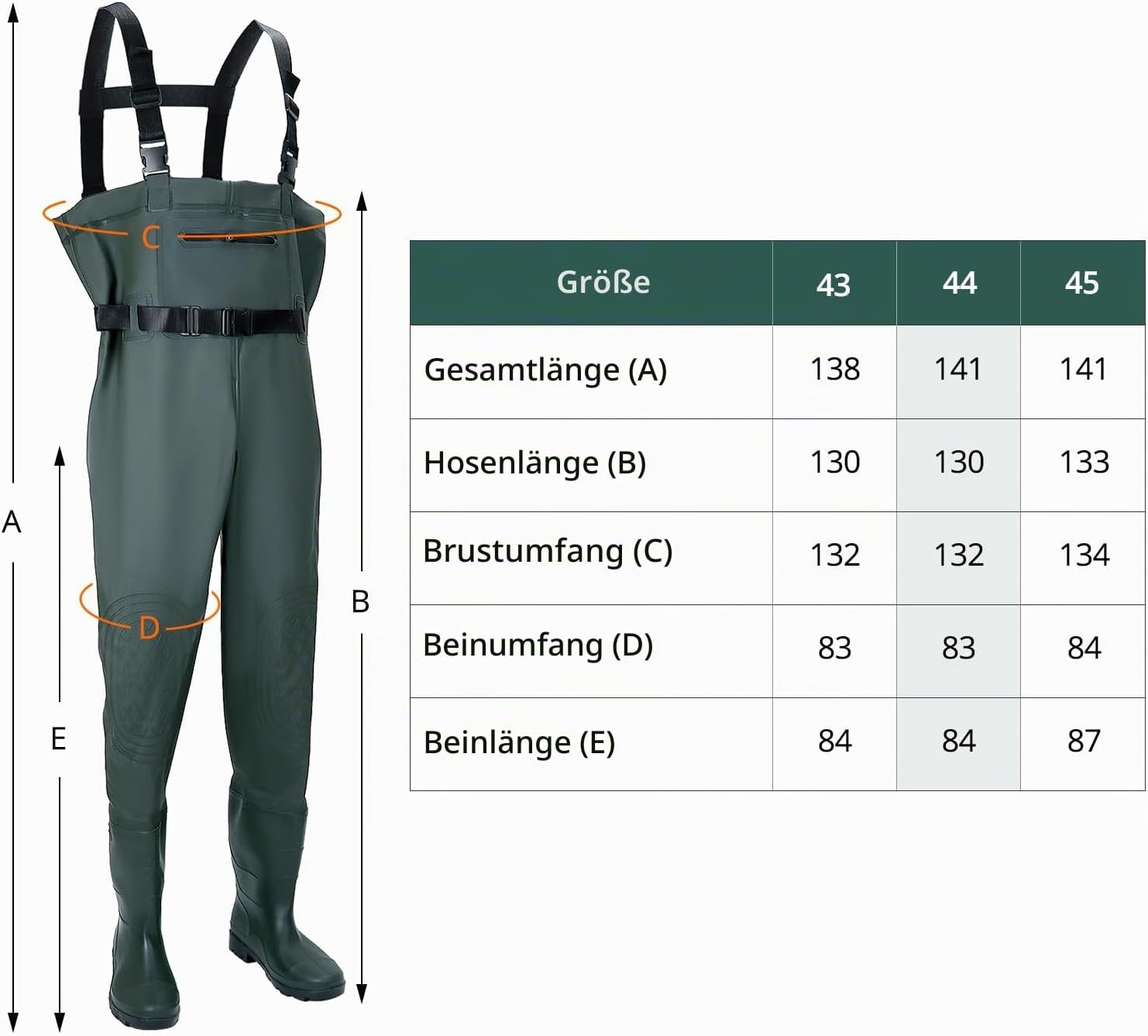 ® Wathose Herren Damen, Wasserdichte, Atmungsaktive Teich-Wathose Mit Stiefeln, Zum Angeln, Jagen Und in Der Landwirtschaft