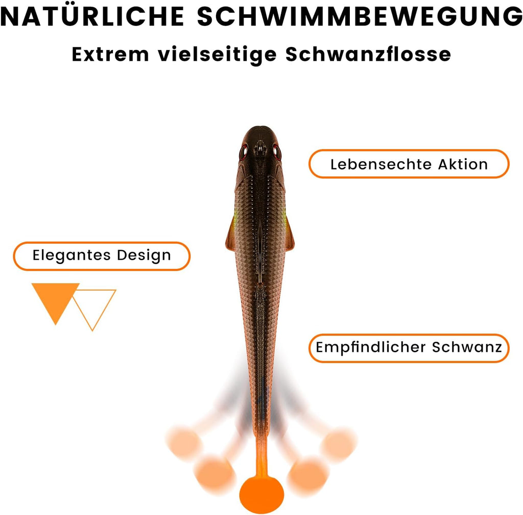 TRUSCEND Einfacher Fang Gummifische Mit Bkk-Haken, Besondere Vibrierende Schwimm- & Zitternde Jigging-Aktion Für Mehr Bisse, Tolle Weiche Köder Für Barsch, Forelle, Hecht, Zander, EIN Familienmuss