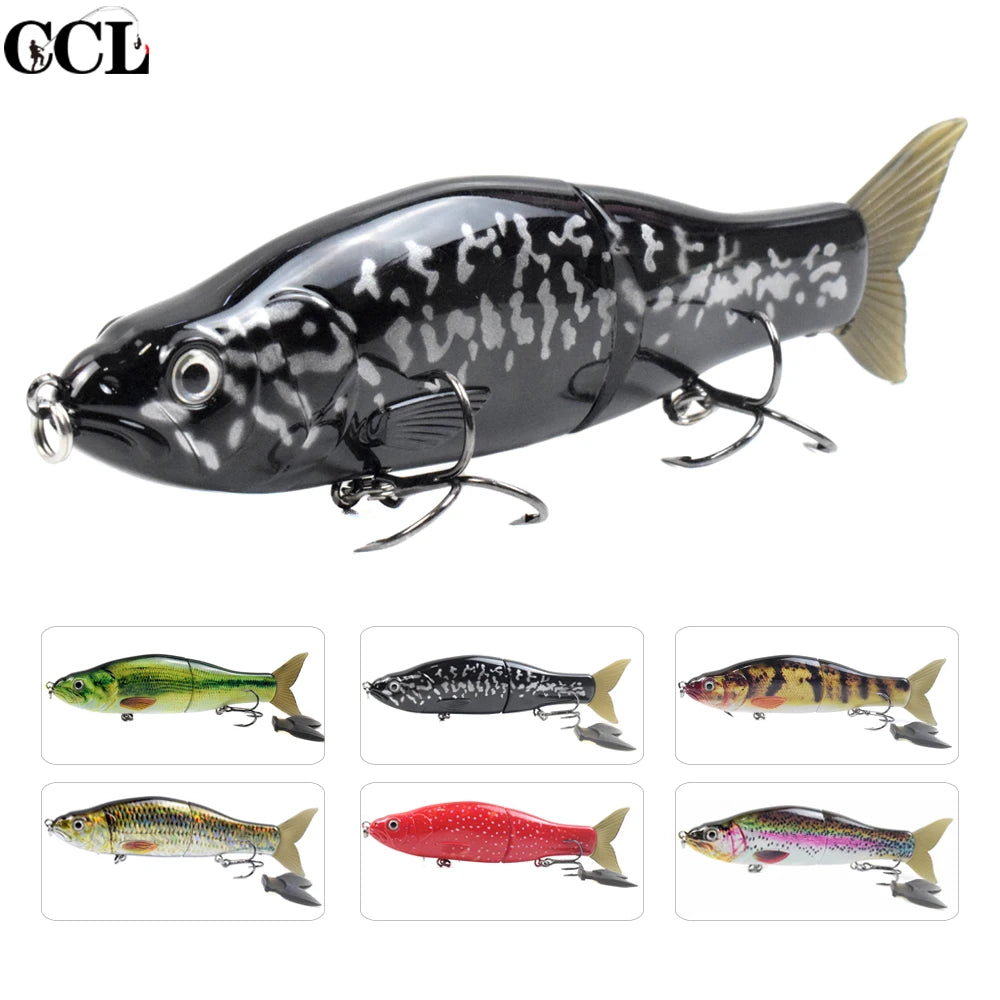 6.5Inch 56G Wobbler Jointed Fishing Lures Hard Glide Bait Soft Tail Float Slide Swimbait Bass Fishing Tackle