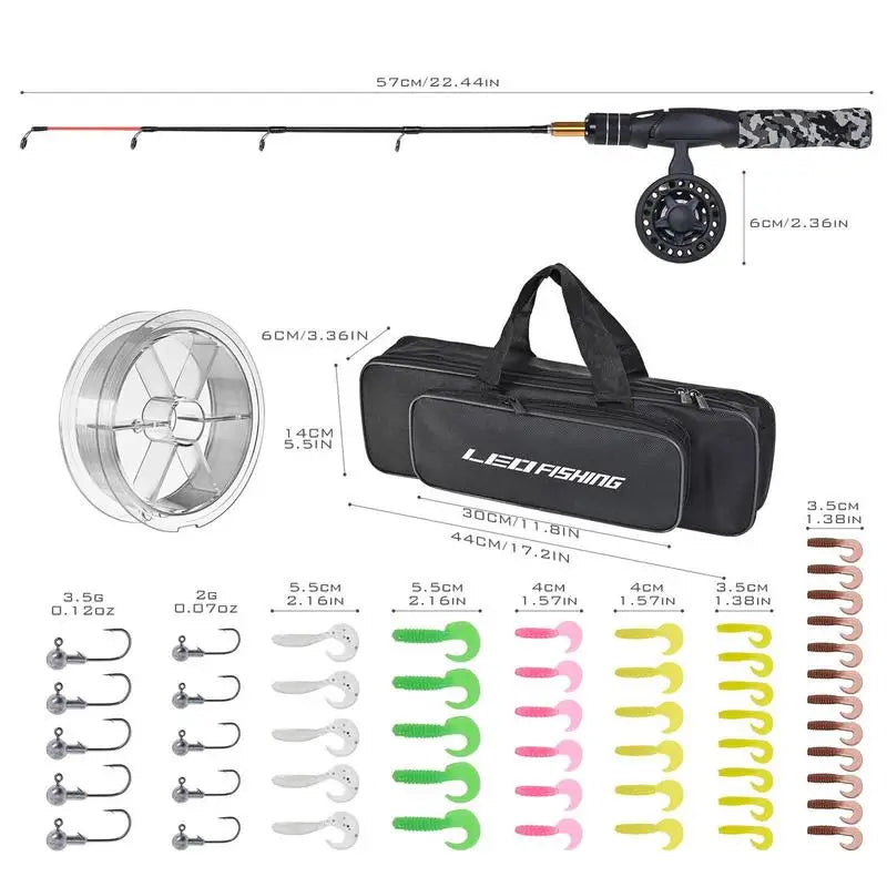 Ice Fishing Rod Winter Fishing Rod Fishing Pole Kit with Solid Rod Tip Design Compact Tackles for Underwater Fishing Use