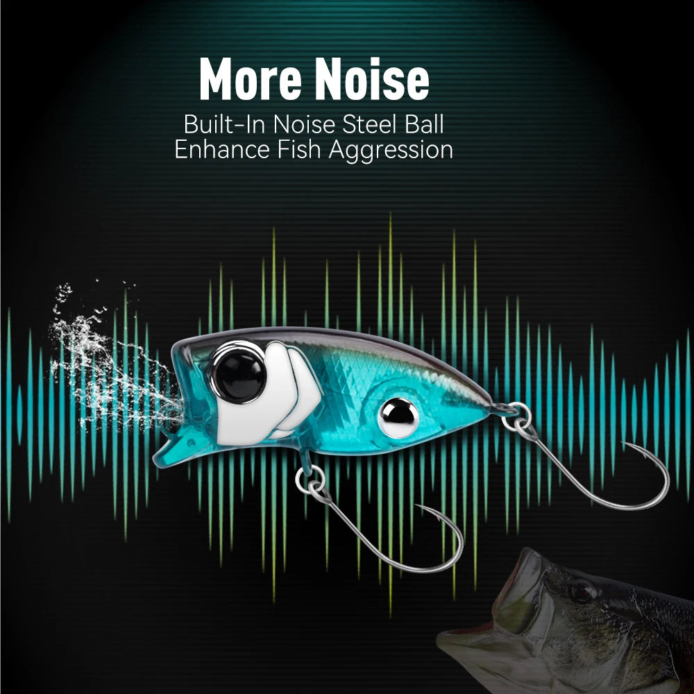 Micro Popper Topwater Fishing Lures 2.4G 35Mm Z-Action Hard Bait High Quality Floating Minnow Single Hook for Bass Pike