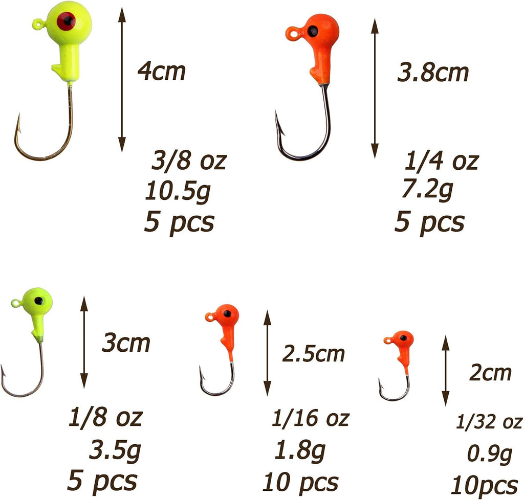 Shaddock Angelhaken Set Jigköpfe Für Gummifische Zum Raubfishangeln Angeln Jighaken Mit Kunststoff-Angelbox, Für Gummiköder Lure Süßwasser-Salzwasser-Angeln (35Stk/Box Jighaken Set)