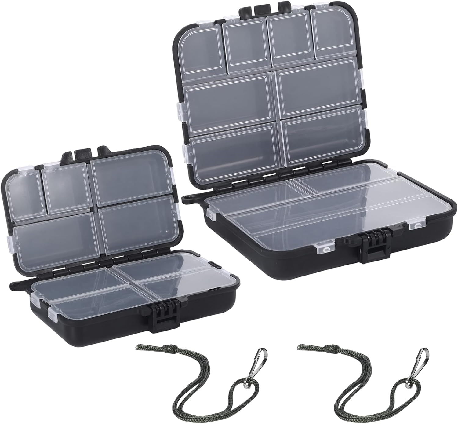 2 Stück Köderbox Angeln, Schwarze Mini Angelzubehör, Angelbox, 7 Fächer Und 9 Fächer Angelkoffer, Angel Zubehör Für Aufbewahrung Von Ködern