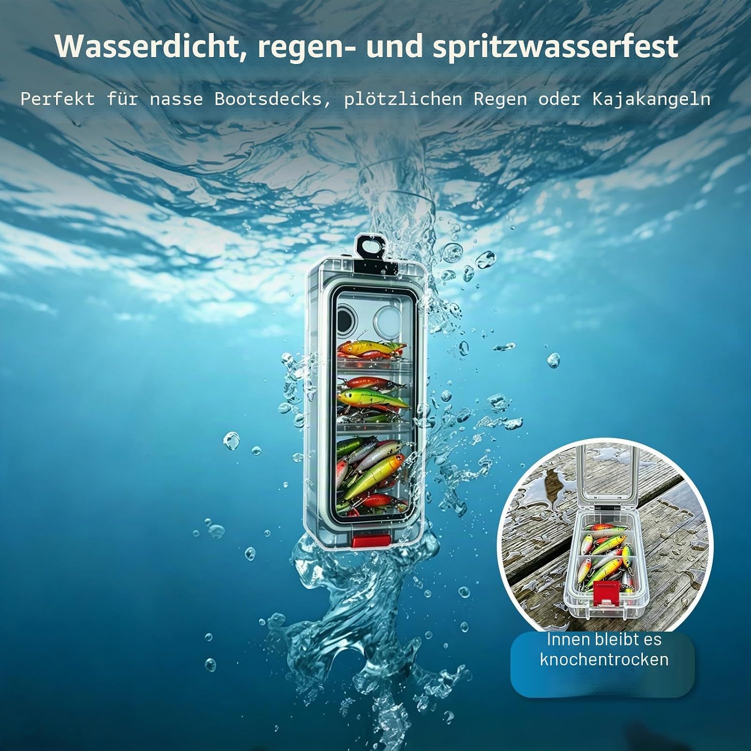 2 Stück Multifunktional Köderbox Angeln,Wasserdicht Tackle Box Angeln, Magnet Angelbox Mit Dunkeln Leuchtend,Tragbar Angelzubehör Für Aufbewahren Angelködern,Haken