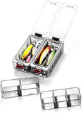 2 Stück Multifunktional Köderbox Angeln,Wasserdicht Tackle Box Angeln, Magnet Angelbox Mit Dunkeln Leuchtend,Tragbar Angelzubehör Für Aufbewahren Angelködern,Haken