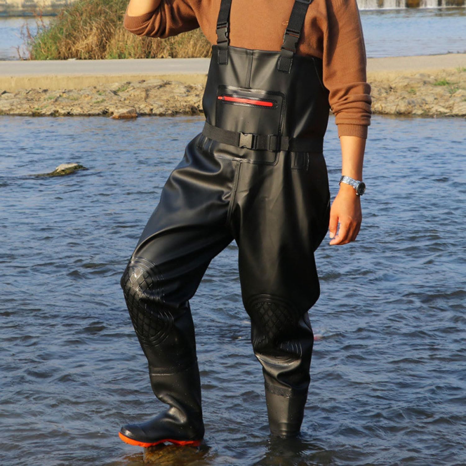 Wathose Herren Damen,Wathose Anglerhose Mit Stiefel,Angelhose Für Erwachsene Mit Stiefel,Atmungsaktive Wasserdicht Watthosen Für Sport Angelliebhaber, Angeln, Wassersport, Outdoor Aktivitäten