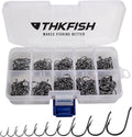 THKFISH 10Größen 500Stück Angelhaken Kohlenstoffstahl Angelhaken Set Mit Kunststoff Box Angelzubehör Set Augen Haken