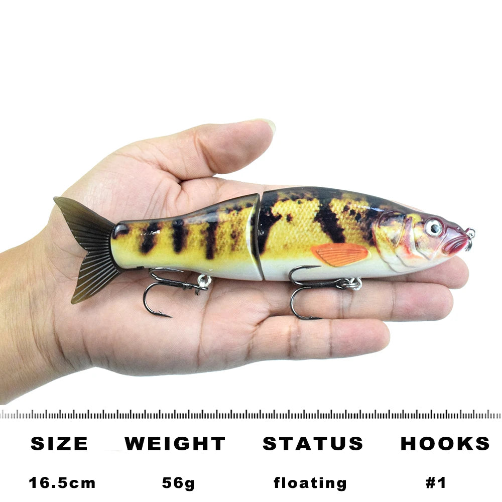 6.5Inch 56G Wobbler Jointed Fishing Lures Hard Glide Bait Soft Tail Float Slide Swimbait Bass Fishing Tackle