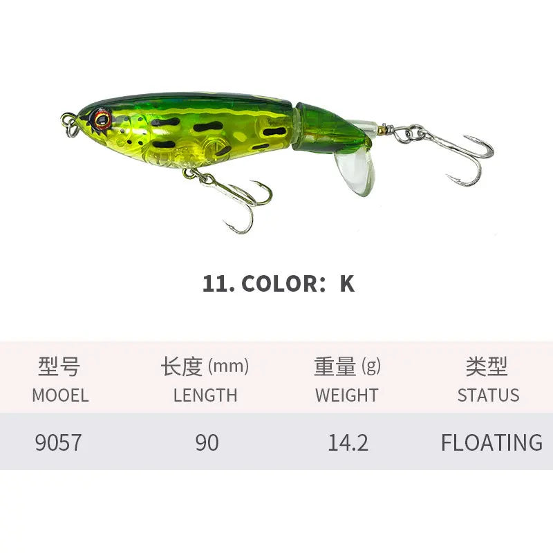 90Mm 14G Rotating Tail Fishing Lures Flexible Whopper Plopper Artificial Bait Swimbait Topwater Bass & Redfish Fishing Supplies