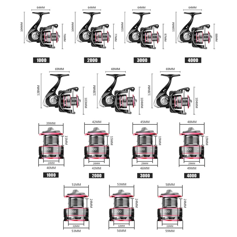 Fishing Reel 1000-7000 Spinning Reel Stainless Steel Bearing Spinning Fishing Reel 8KG Max for Sea Fishing Carp Fishing