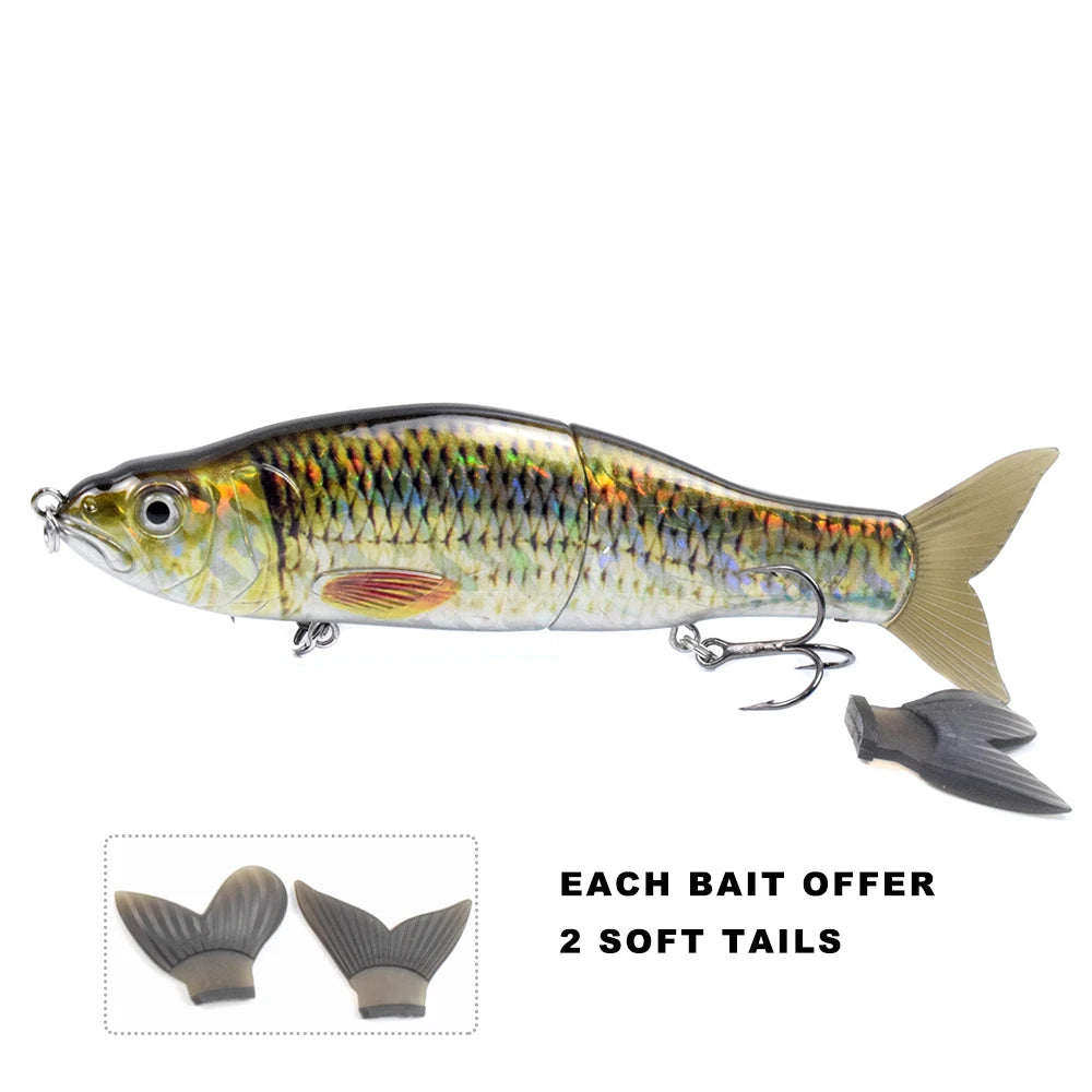 6.5Inch 56G Wobbler Jointed Fishing Lures Hard Glide Bait Soft Tail Float Slide Swimbait Bass Fishing Tackle