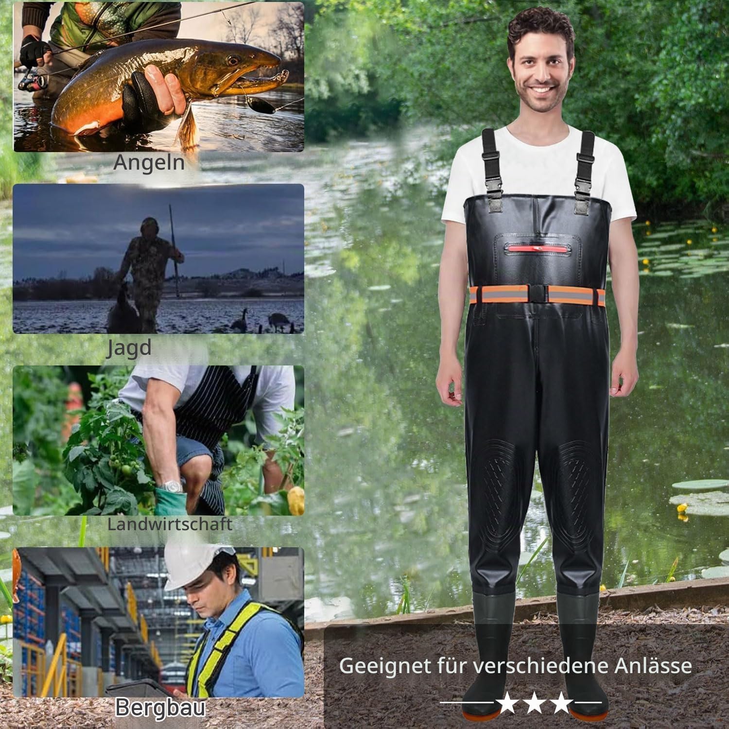 Wathose Herren Damen,Wathose Anglerhose Mit Stiefel,Angelhose Für Erwachsene Mit Stiefel,Atmungsaktive Wasserdicht Watthosen Für Sport Angelliebhaber, Angeln, Wassersport, Outdoor Aktivitäten
