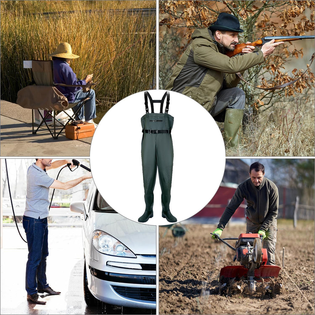 ® Wathose Herren Damen, Wasserdichte, Atmungsaktive Teich-Wathose Mit Stiefeln, Zum Angeln, Jagen Und in Der Landwirtschaft