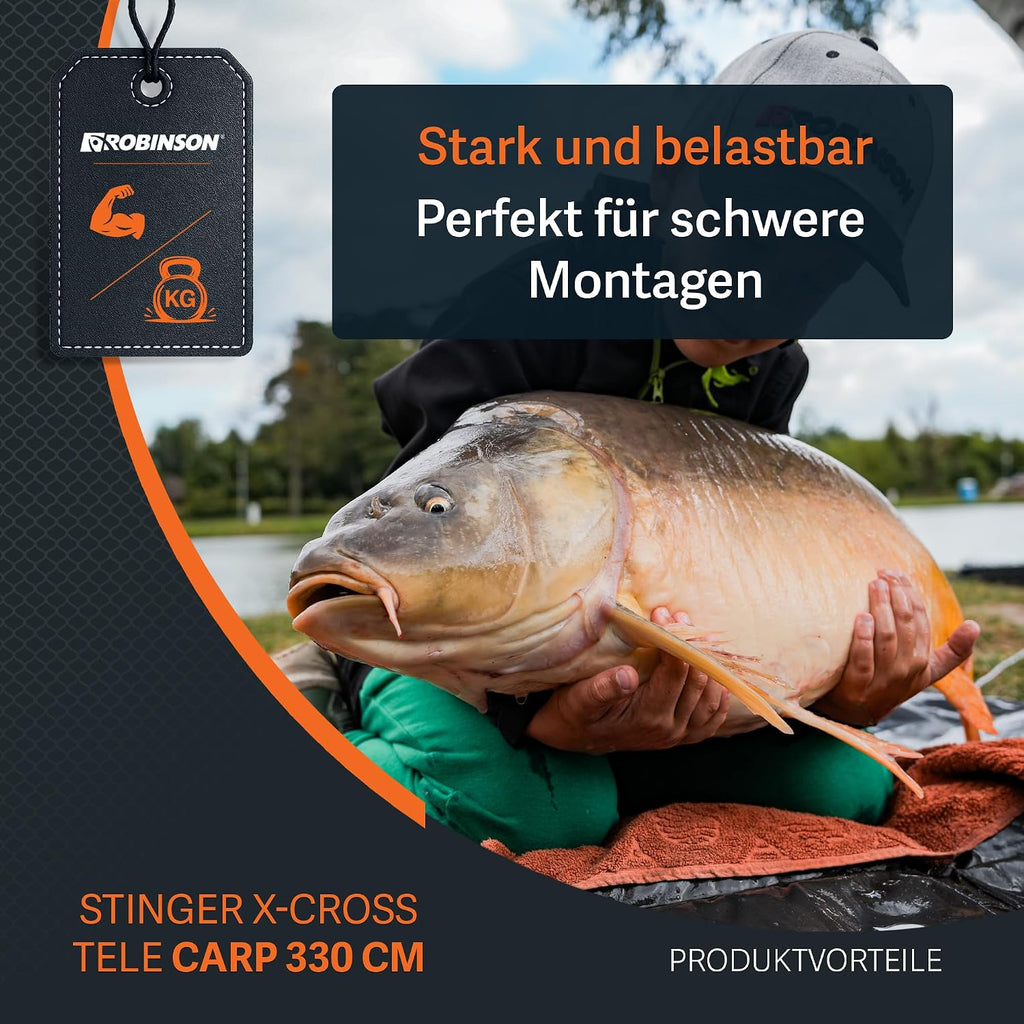 Robinson Angelrute | Teleskoprute Karbon, Leicht & Kompaktes Transportmaß | Leichtes Karbonblank · Robuste Ringe · Rutschfester Rollenhalter · Leicht & Widerstandsfähig