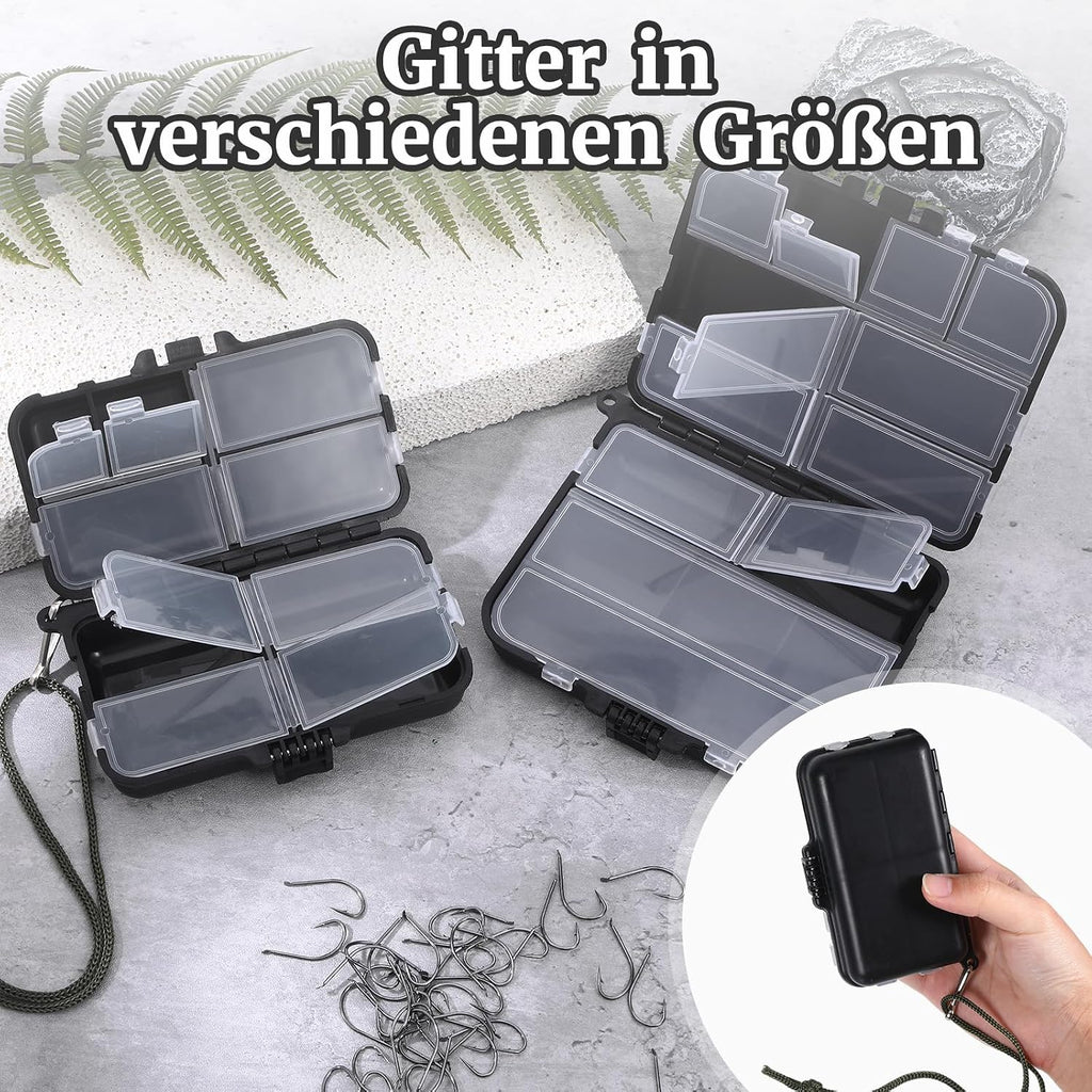 2 Stück Köderbox Angeln, Schwarze Mini Angelzubehör, Angelbox, 7 Fächer Und 9 Fächer Angelkoffer, Angel Zubehör Für Aufbewahrung Von Ködern