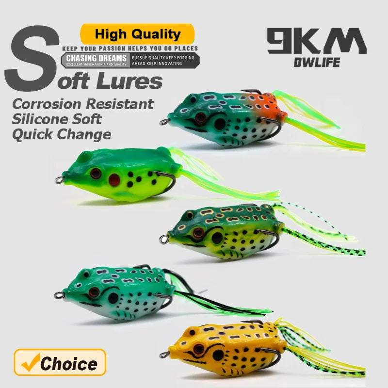Topwater Frog Lures 6~14G Fishing Lures Bass PVC Fork Tail Frog Artificial Soft Bait Freshwater Weedless Soft Baits Snakehead