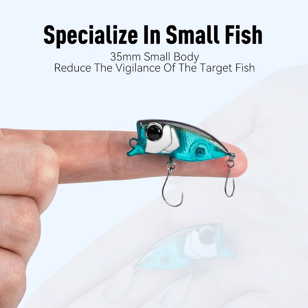 Micro Popper Topwater Fishing Lures 2.4G 35Mm Z-Action Hard Bait High Quality Floating Minnow Single Hook for Bass Pike