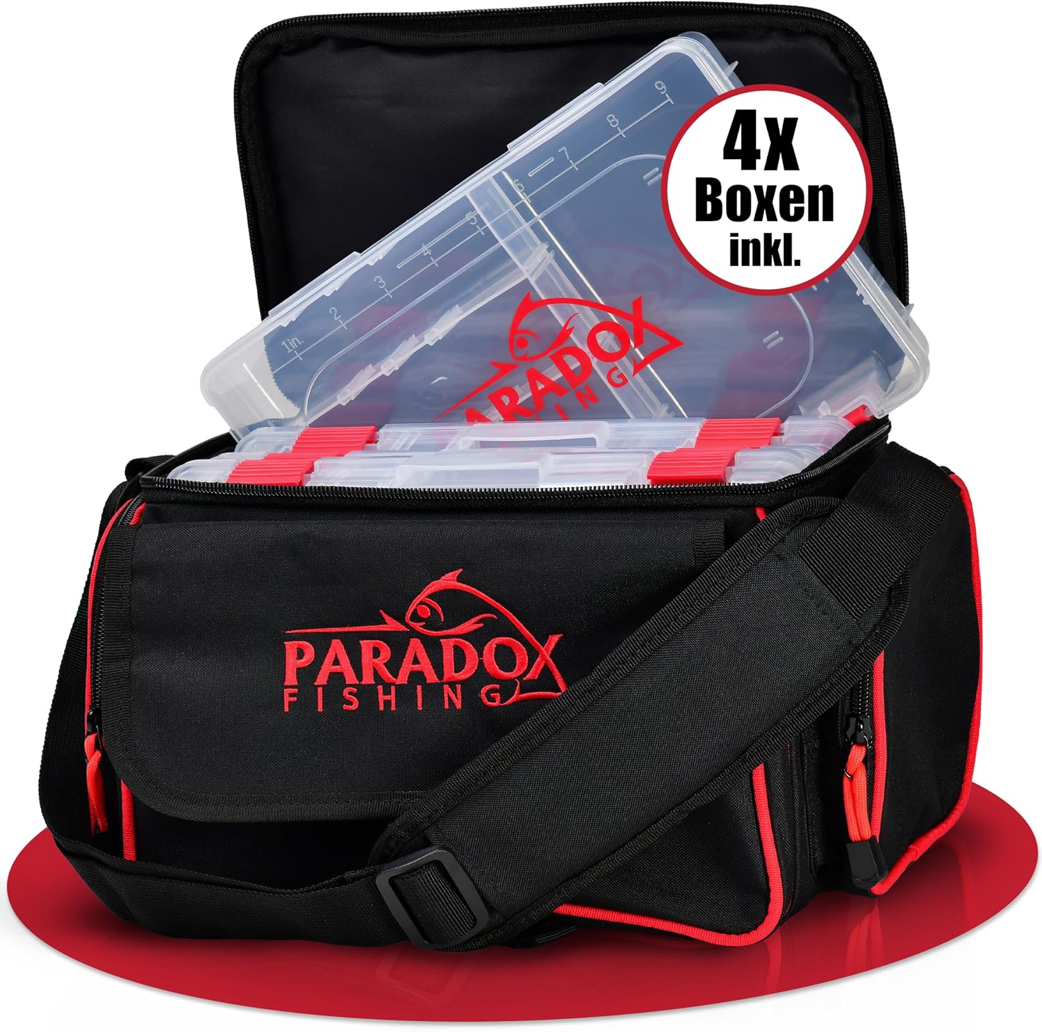 Paradox Fishing Angeltasche Mit Boxen I Inkl. 4 Boxen I Angelrucksack Angelkoffer - Viel Platz Für Köder Und Angelzubehör