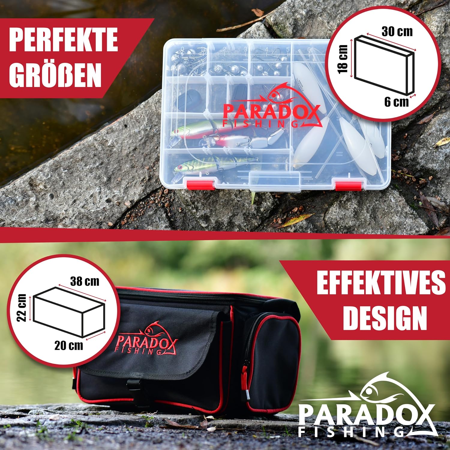 Paradox Fishing Angeltasche Mit Boxen I Inkl. 4 Boxen I Angelrucksack Angelkoffer - Viel Platz Für Köder Und Angelzubehör