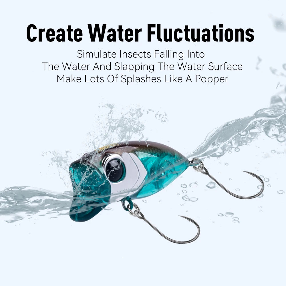 Micro Popper Topwater Fishing Lures 2.4G 35Mm Z-Action Hard Bait High Quality Floating Minnow Single Hook for Bass Pike