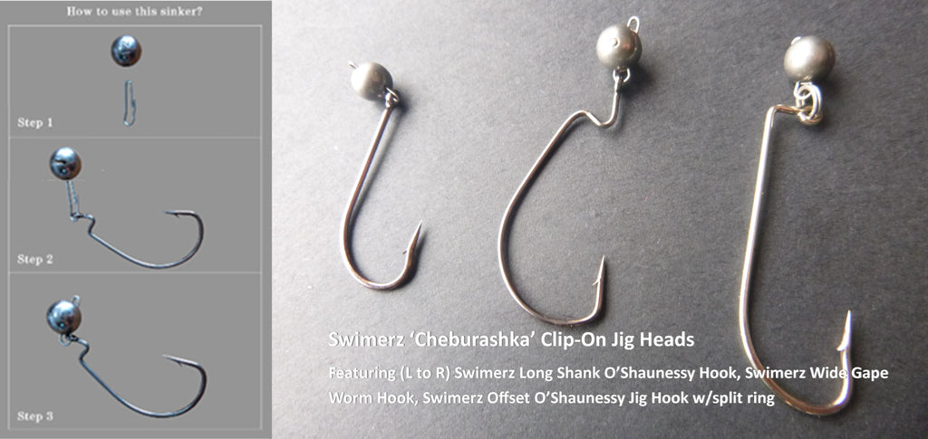 Swimerz 3 Gram Cheburashka Clip-On Jig Head, Tungsten, 12 Pack-1