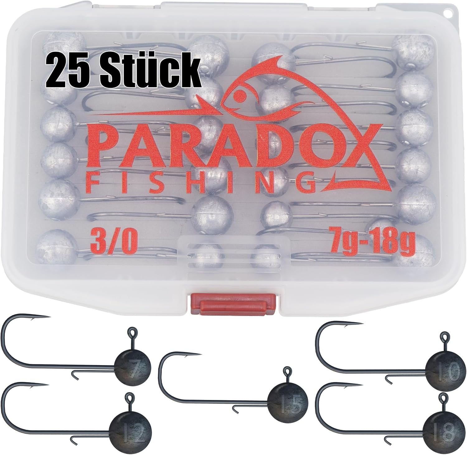 Paradox Fishing Jigköpfe Sets 2/0 3/0 4/0 5-28G - 15/25 St. - Jig Köpfe Gummifisch Mit Jighead Für Gummifische Zander Angelzubehör