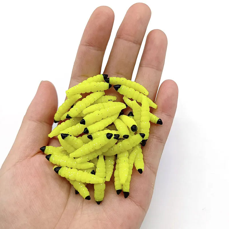 1Box 3Cm Larva Swimbait Silicone Worm Baits Rubber Shrimp Wobbler Carp Fishy Smell Fishing Lures Vivid Isca Pesca