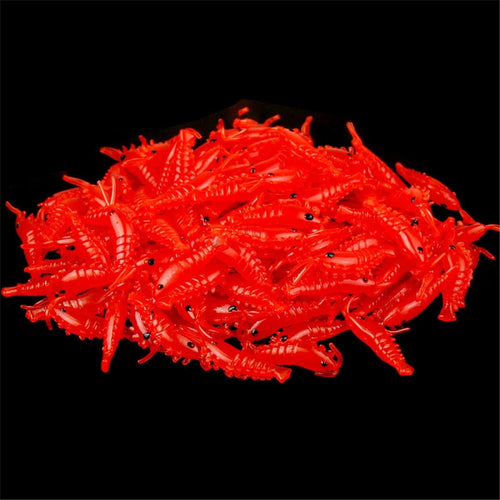 100Pcs Soft Silicone Shrimp Fishing Lures 2.7Cm 0.3G Small Light Green Freshwater Fishing Glow Shrimp Bait Carp Fishing Pesca