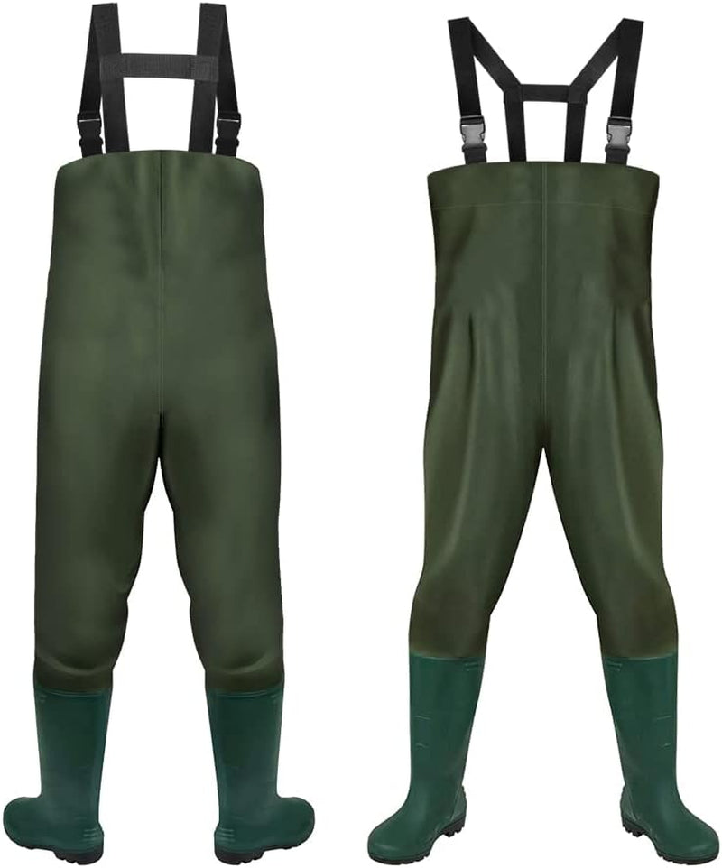 Wathose, Wathose Wasserdicht 70D Nylon Composite PVC Angelhose, Fischerhose Mit Rutschfesten Gummistiefeln, Teichhose, Hochwasserhose, Für Baustellen, Angeln, Bauernhöfe, Gärten