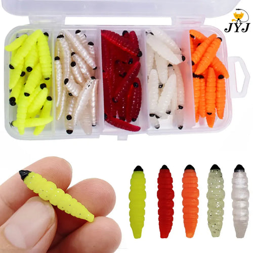 1Box 3Cm Larva Swimbait Silicone Worm Baits Rubber Shrimp Wobbler Carp Fishy Smell Fishing Lures Vivid Isca Pesca