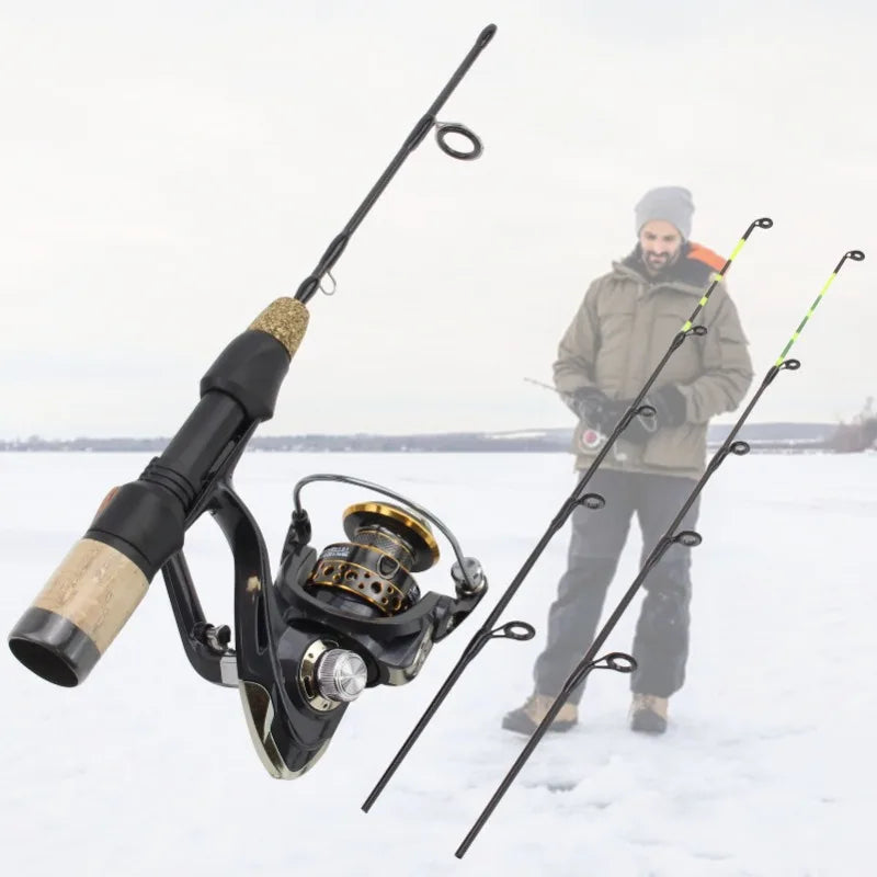 60Cm 2 Tips Rod Reel Combos Winter Ice Fishing Rod Fishing Reel Set Pole Tackle Carbon Pole Ice Fishing Rod New