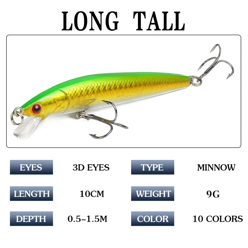 1Pcs Japanese Minnow Fishing Lures Floating Hard Bait95Mm 7G Artificial Bait Wobbler Crankbait Carp Perch Pesca Fishing Tackle