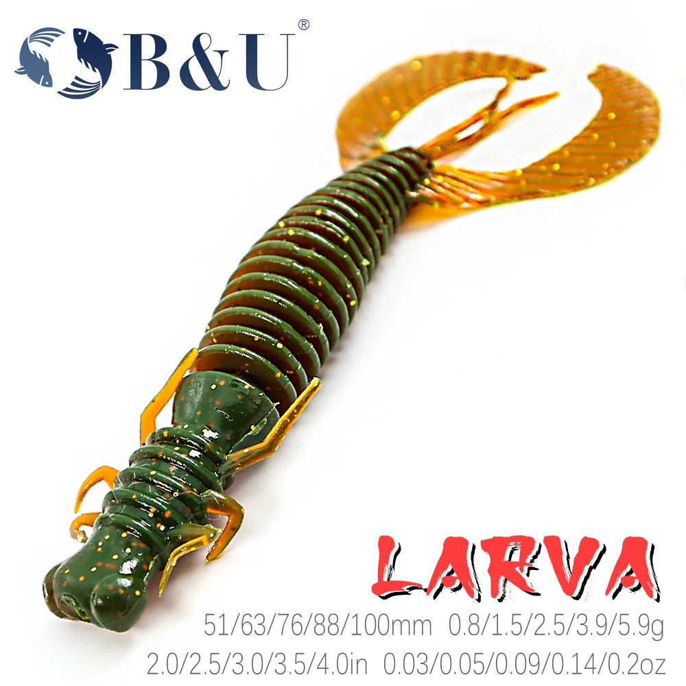 Larva Soft Fishing Lures Artificial Lures Silicone Wobblers for Pike Swimbait Jigging Plastic Baits Worm
